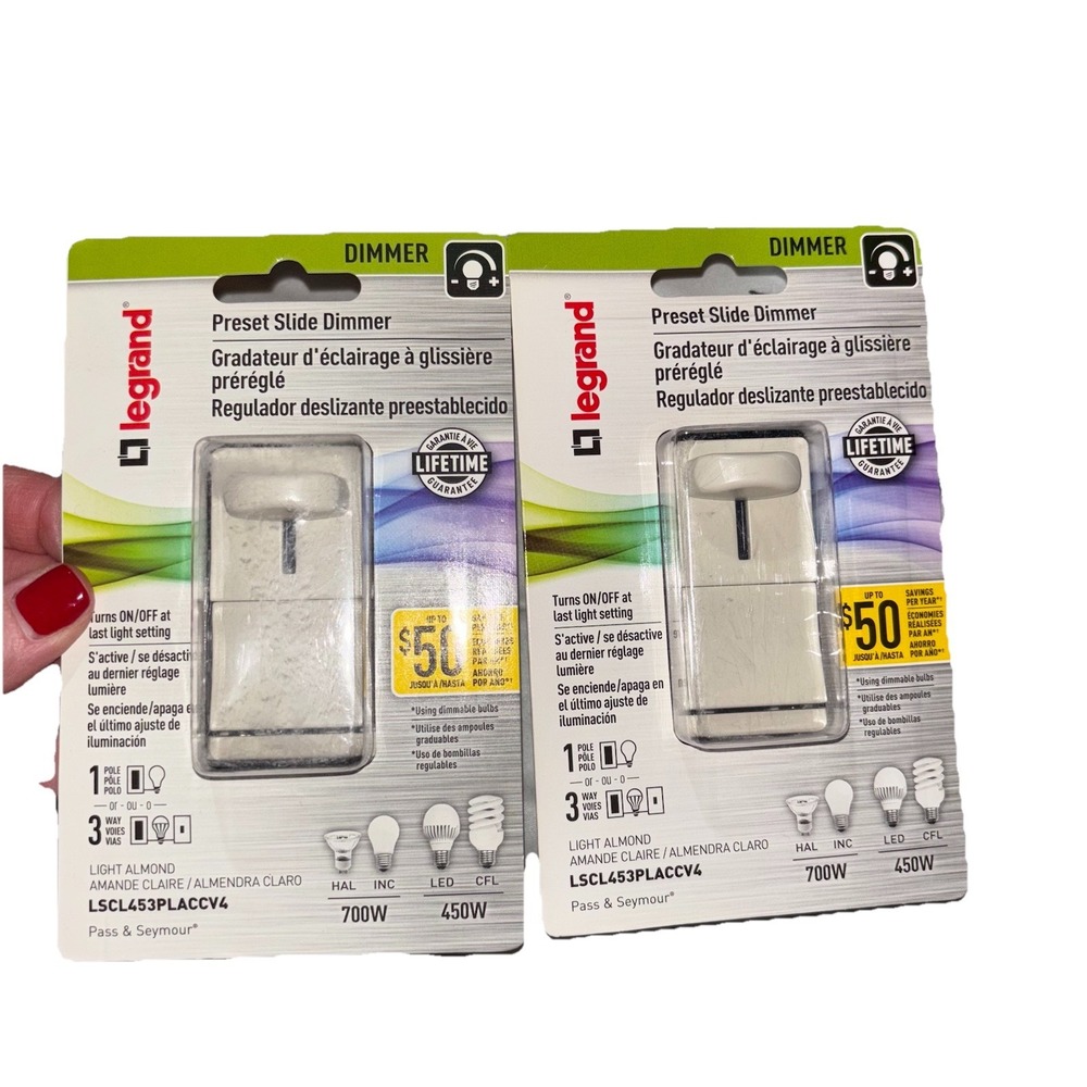 Legrand Preset Slide Dimmer Switch / Light Almond / LSCL543PLACCV4 / LED‎ + CFL